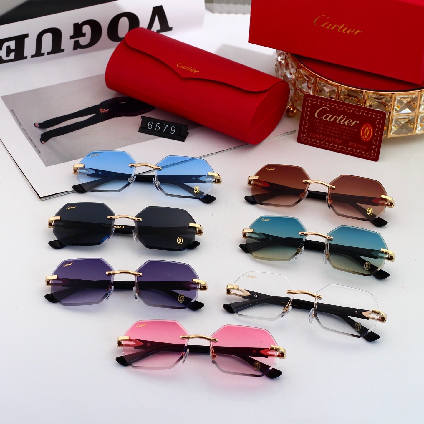 7 colors New hot HD lenses Frameless Sunglasses 6579
