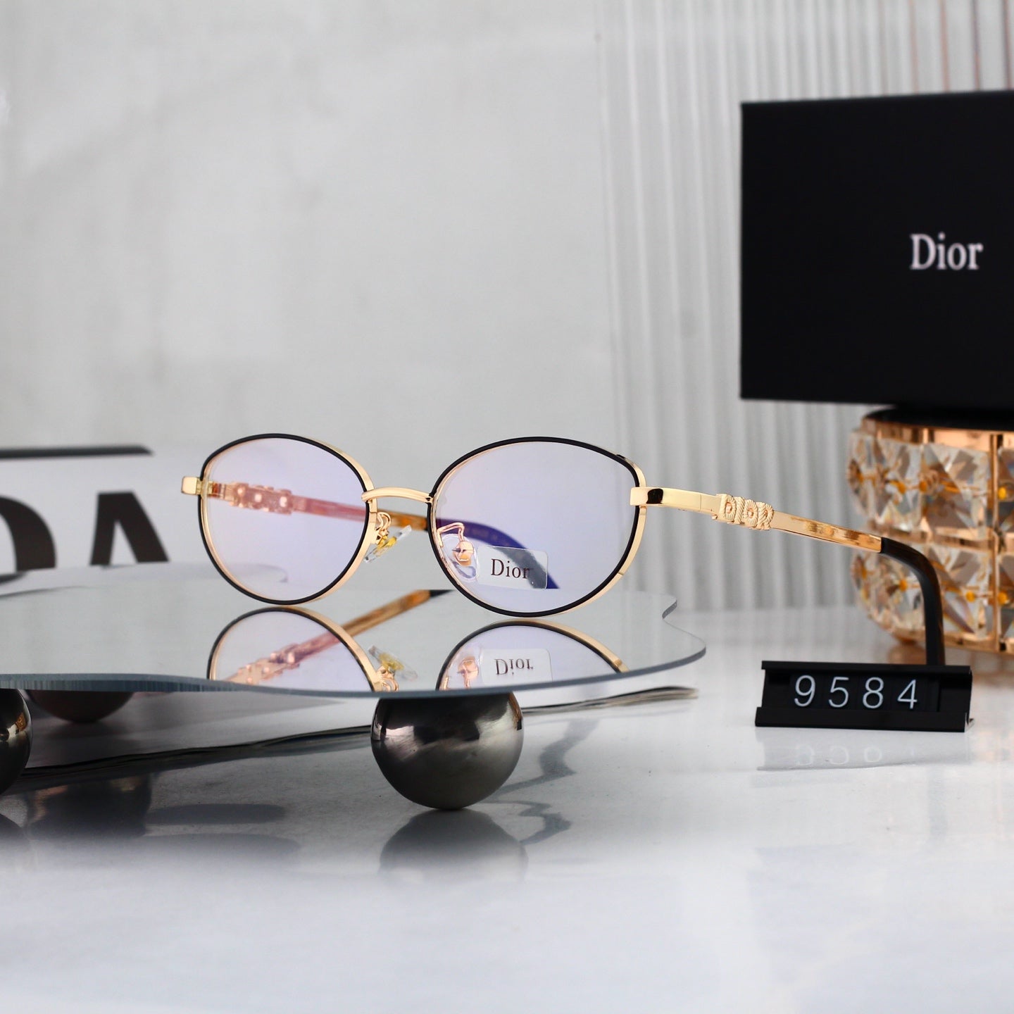 5 colours High-definition lens metal full-frame sunglasses 9584