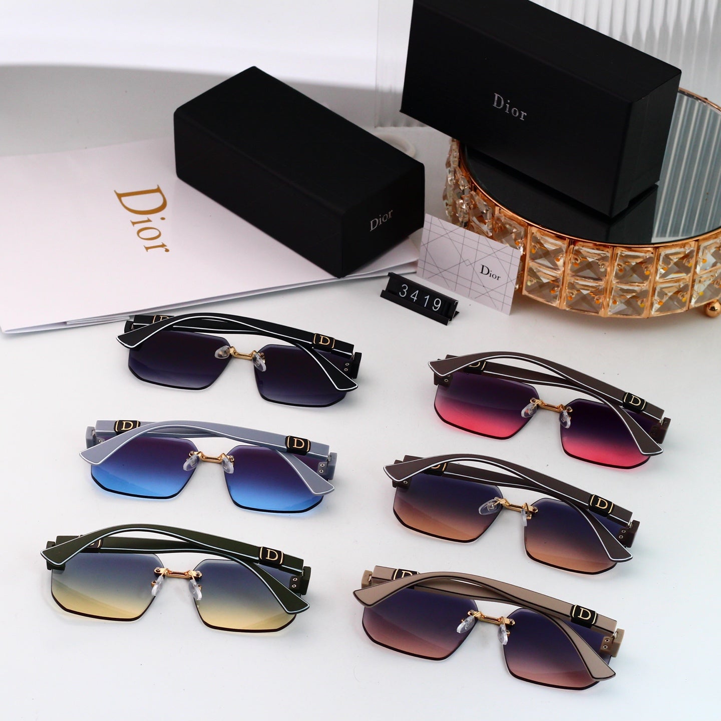 6 colors New hot HD lenses No borders design sunglasses 3419