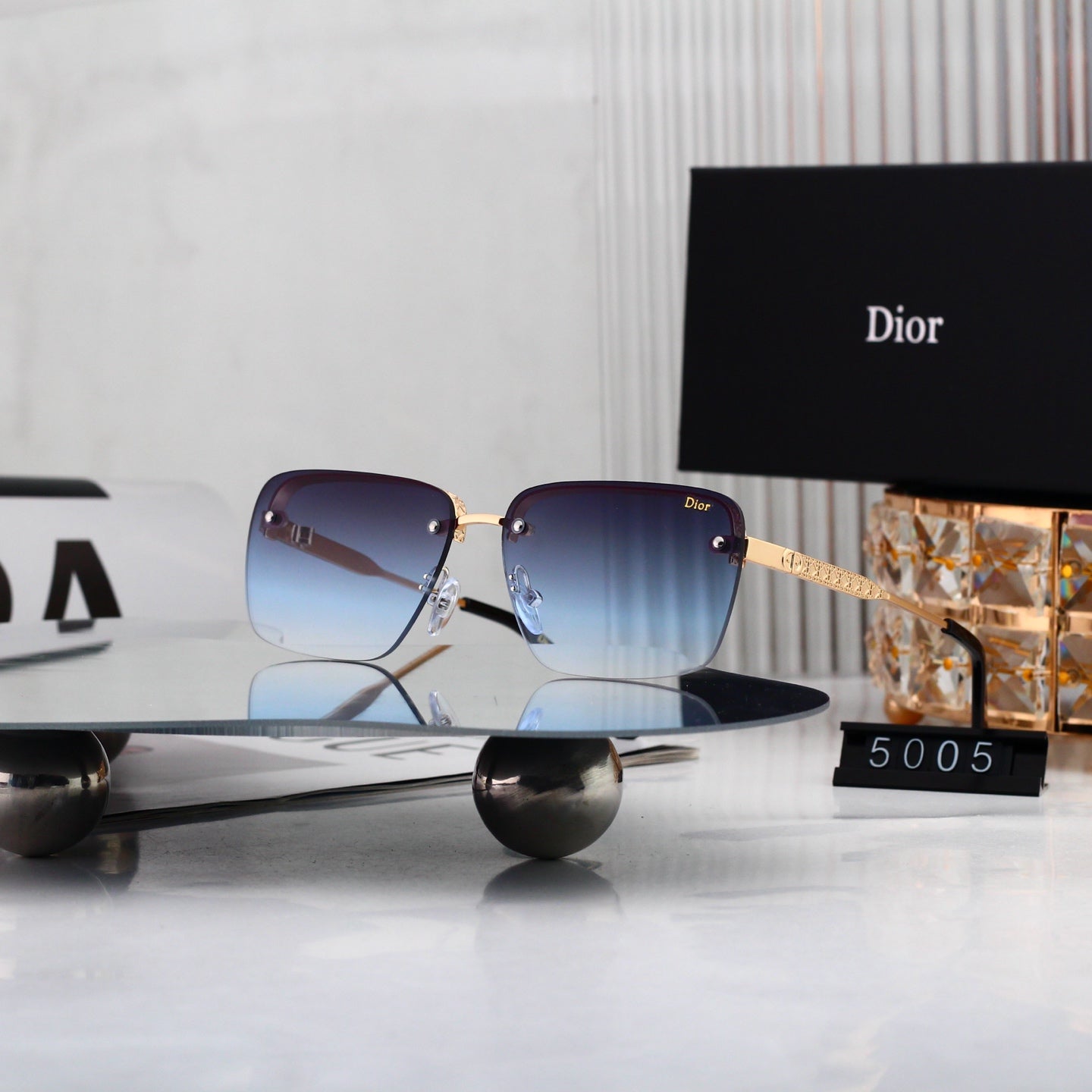 6 colours High-definition lens, rimless sunglasses 5005
