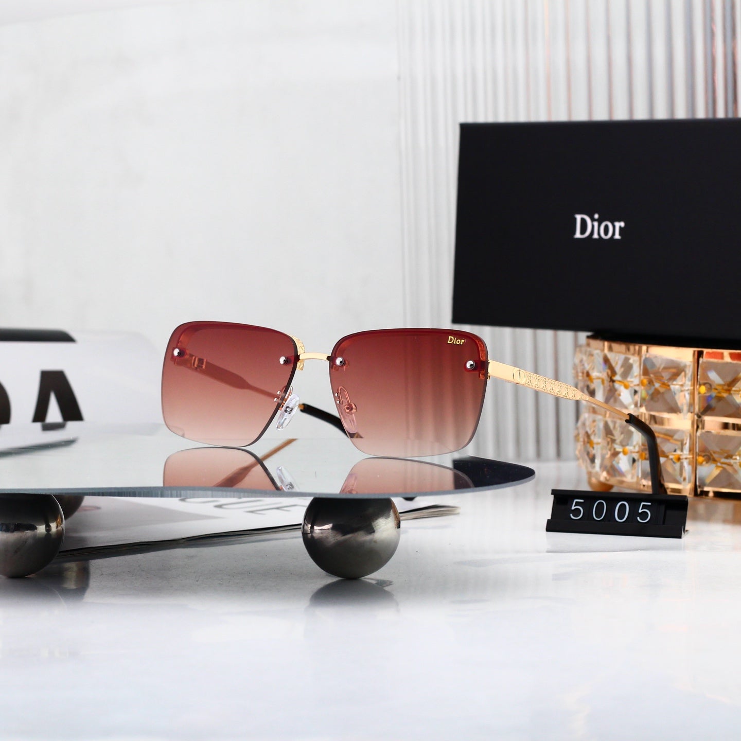 6 colours High-definition lens, rimless sunglasses 5005