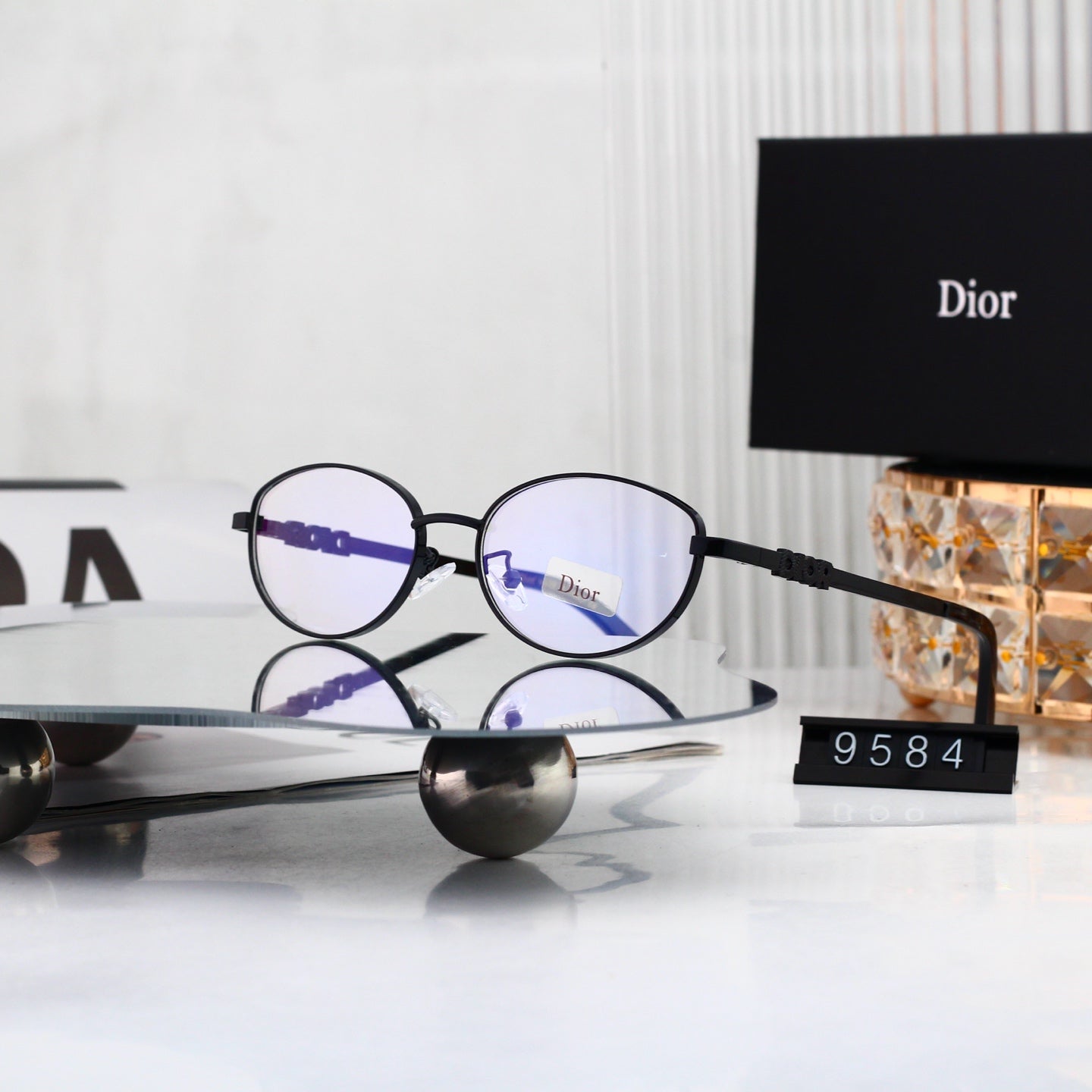 5 colours High-definition lens metal full-frame sunglasses 9584