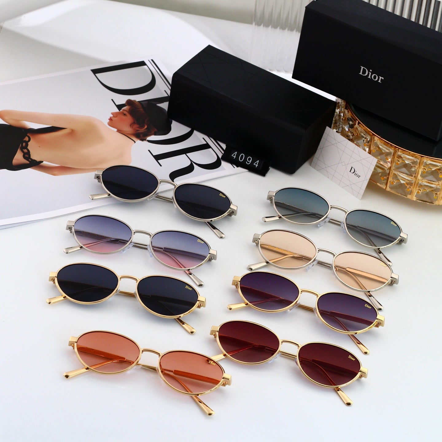 8 colours High-definition lens metal full-frame sunglasses 4094