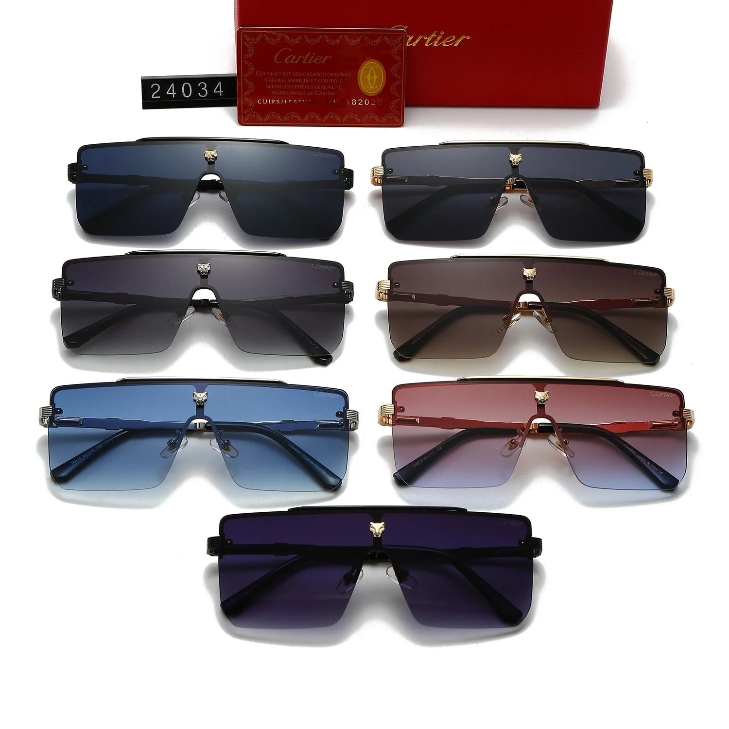 24034 New frameless oversized sunglasses for men and women