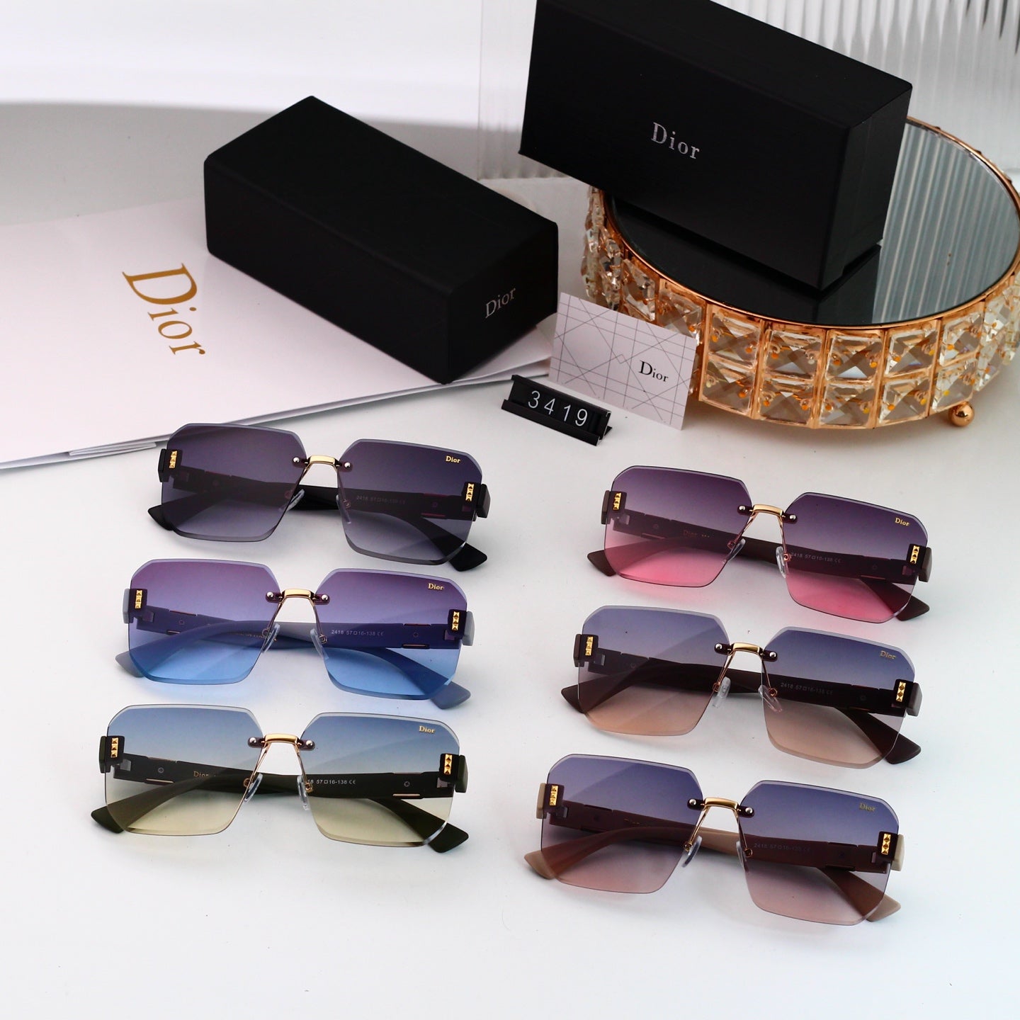 6 colors New hot HD lenses No borders design sunglasses 3419