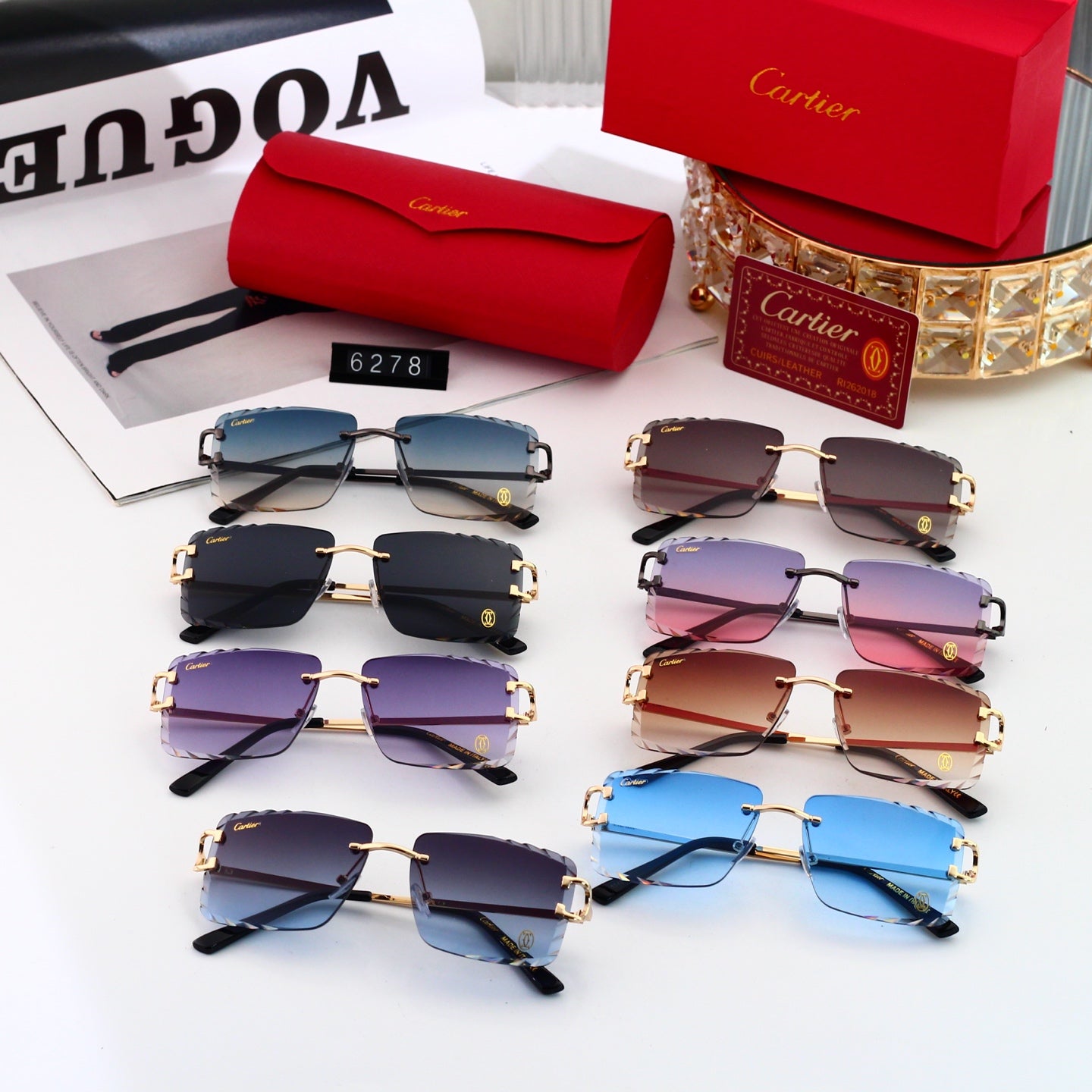 8 colors New hot HD lenses Frameless Sunglasses 6278
