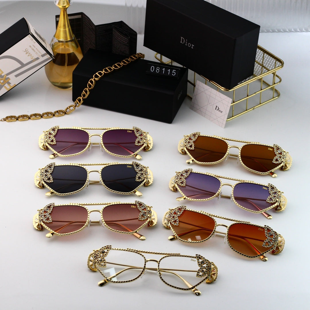 7 colors high-definition full-frame sunglasses with rhinestones, model 08115