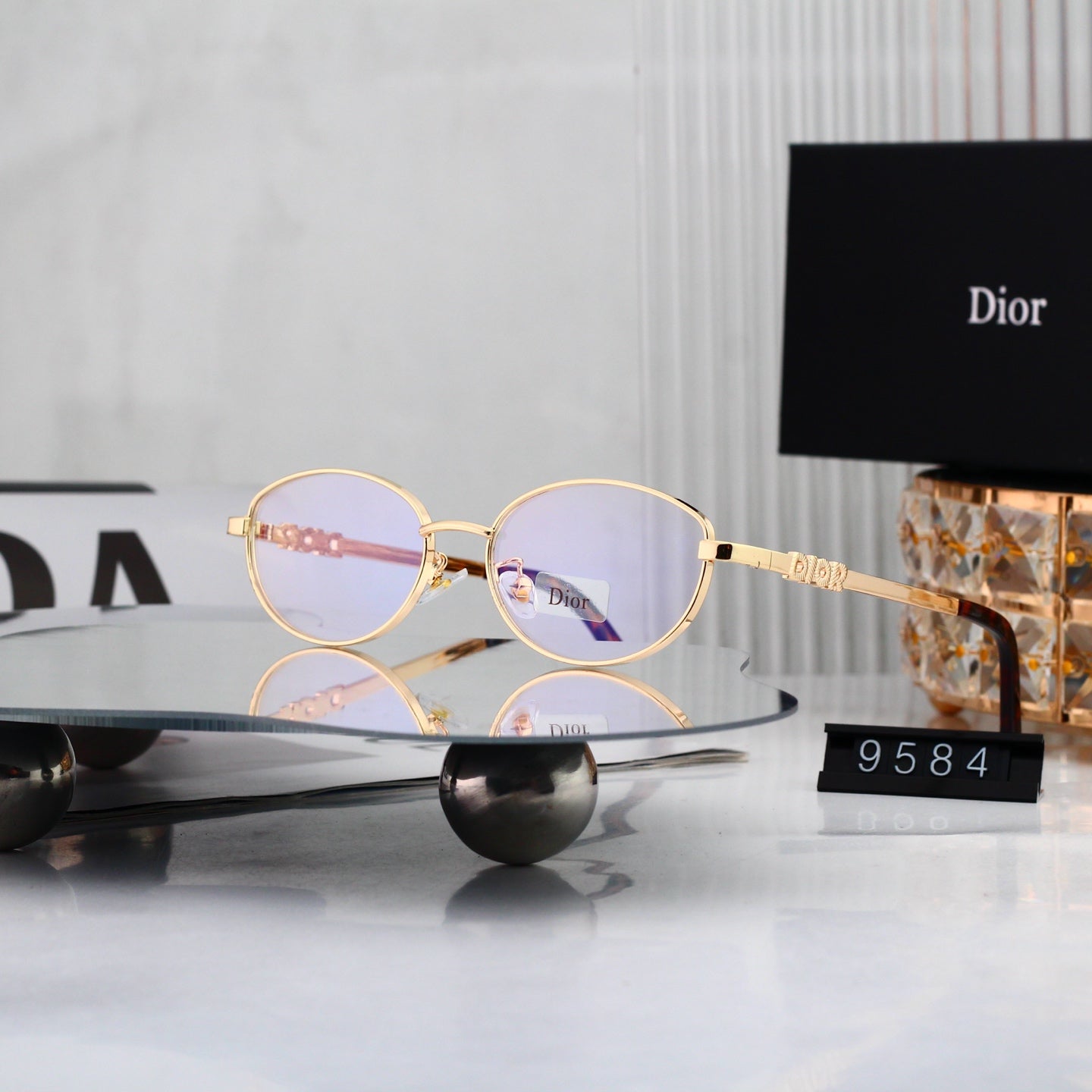 5 colours High-definition lens metal full-frame sunglasses 9584