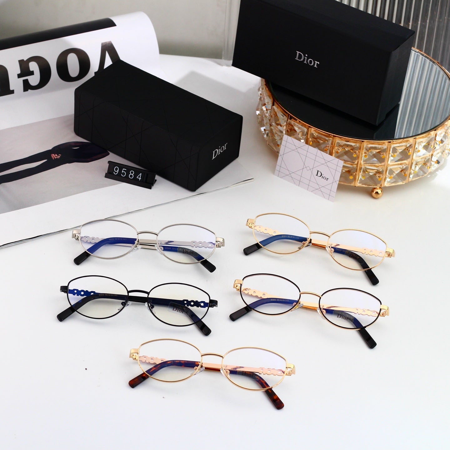 5 colours High-definition lens metal full-frame sunglasses 9584