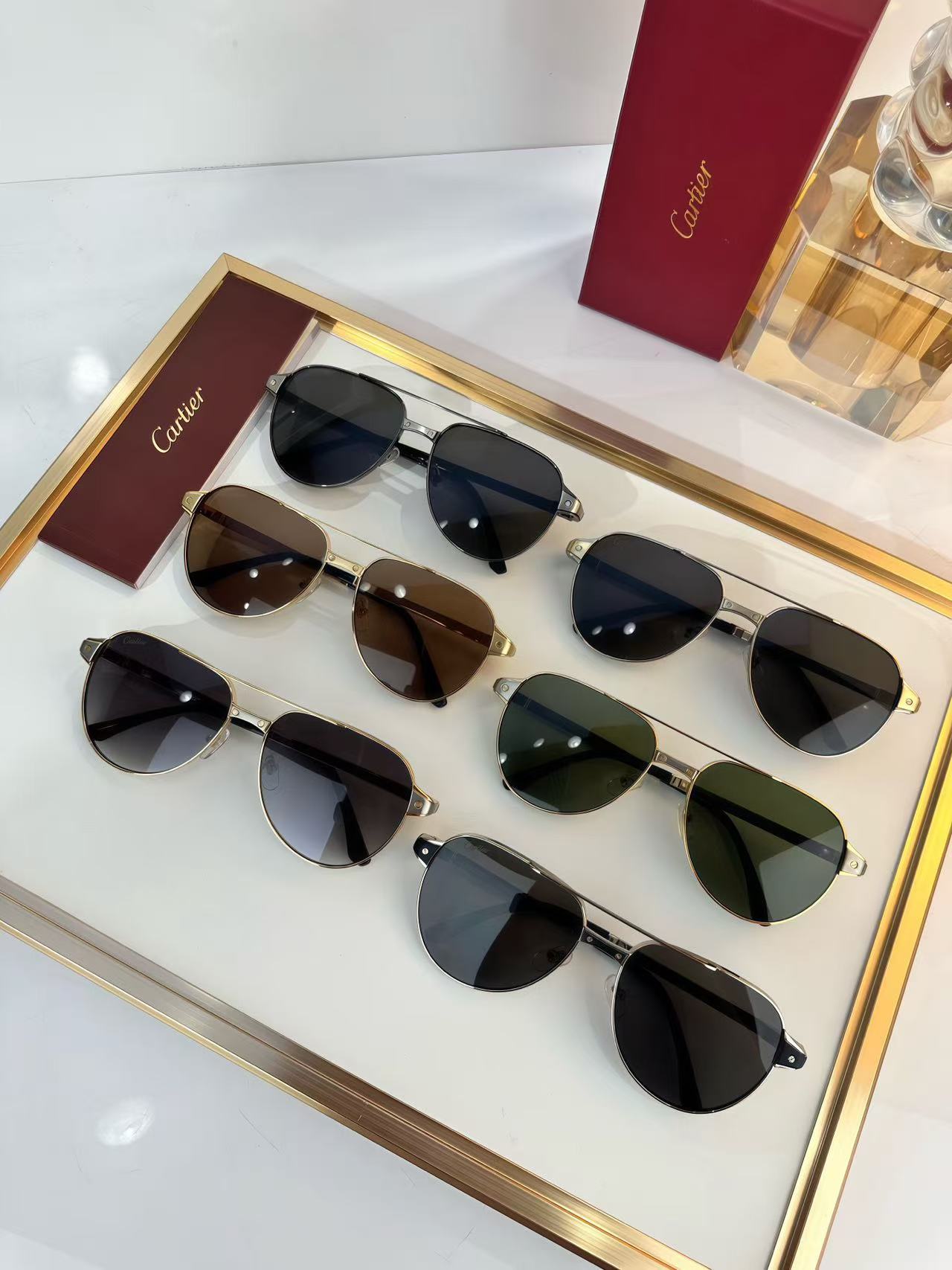 6 color fashion frameless leopard frame polarized sunglasses